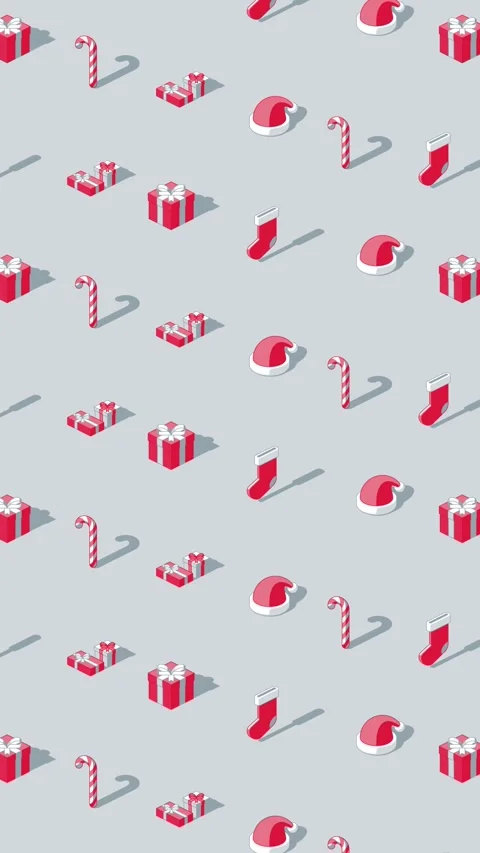 Vertical motion graphics loop animation of Christmas isometric icons Stock Footage 320039570