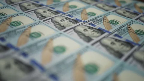 Vertical motion of hundred dollar bills for financial background 库存影片 337764008
