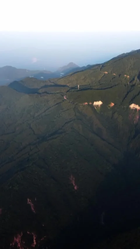 Vertical Mountain Peak Aerial View Drone Motion Cinematic Scenery Stock Footage 327677387