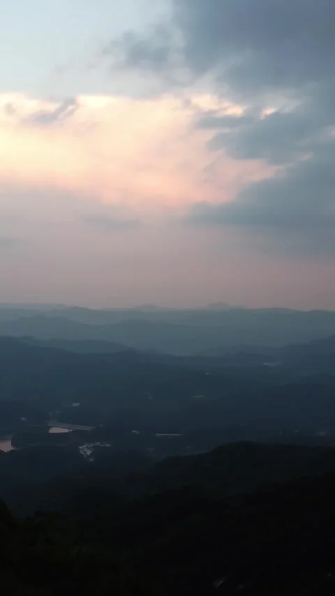 Vertical Mountain Peak Aerial View Drone Motion Cinematic Scenery Stock Footage 327677441