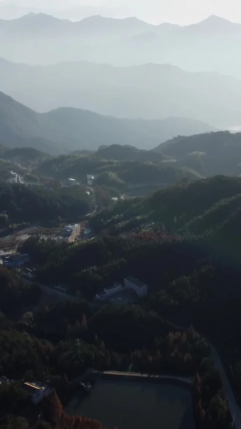 Vertical Mountain Peak Aerial View Drone Nature Scenery Motion Stock Footage 327678334