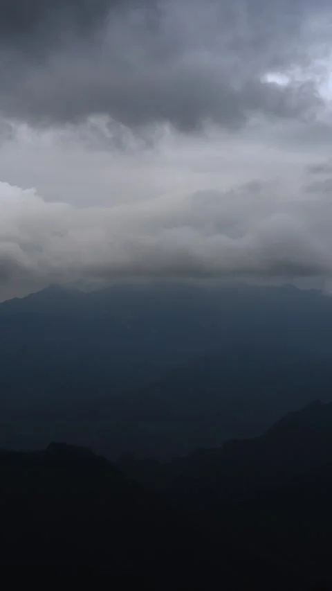 Vertical Mountain Peak Clouds Flow Nature Landscape Motion Timelapse Stock Footage 327671210