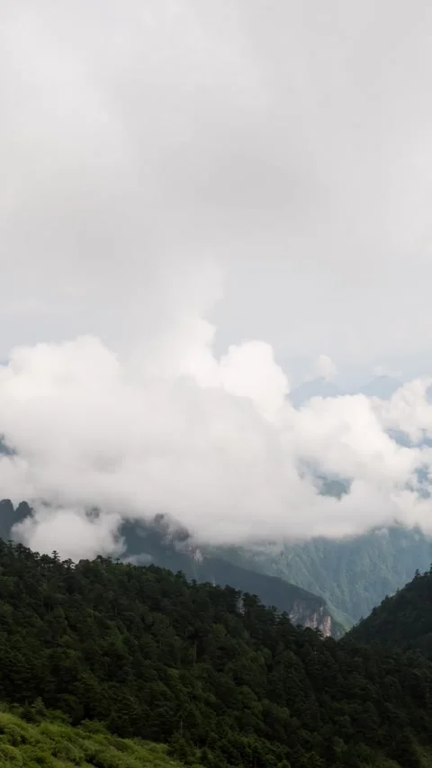 Vertical Mountain Peak Clouds Flow Nature Landscape Motion Timelapse Stock Footage 327671437
