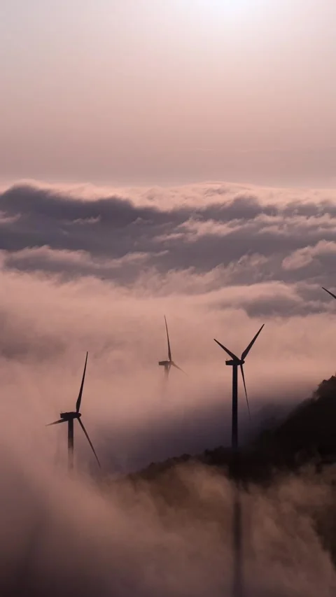 Vertical Mountain Peak Sea of Clouds Timelapse Majestic Nature Stock Footage 327668457