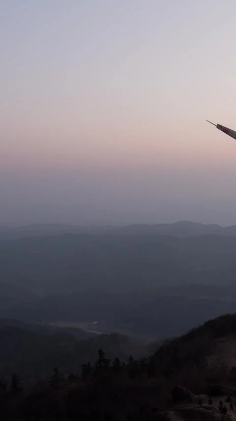 Vertical Mountain Peak Sunrise Dawn Clouds Motion Timelapse Stock Footage 327675052