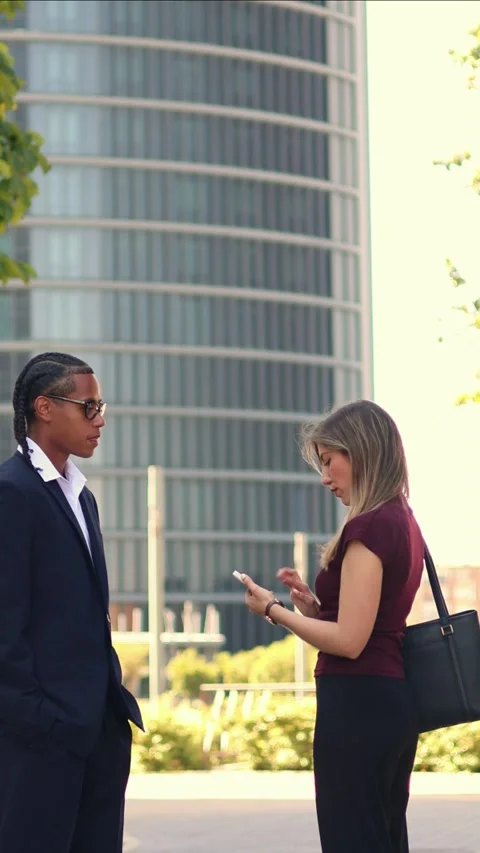 Vertical multicultural Business partners discussing strategy in front of mo.. Stock Footage 317014398