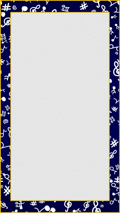 Vertical Navy Blue Frame White Musical Note 4K Loop Alpha Stock Footage 335453964
