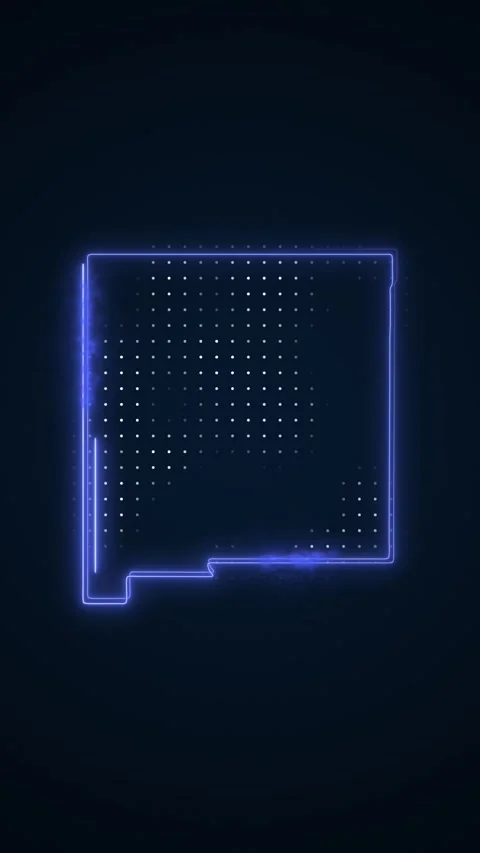 Vertical Neon Blue New Mexico Map Borders Outline Loop Background Vídeo Stock 345971245