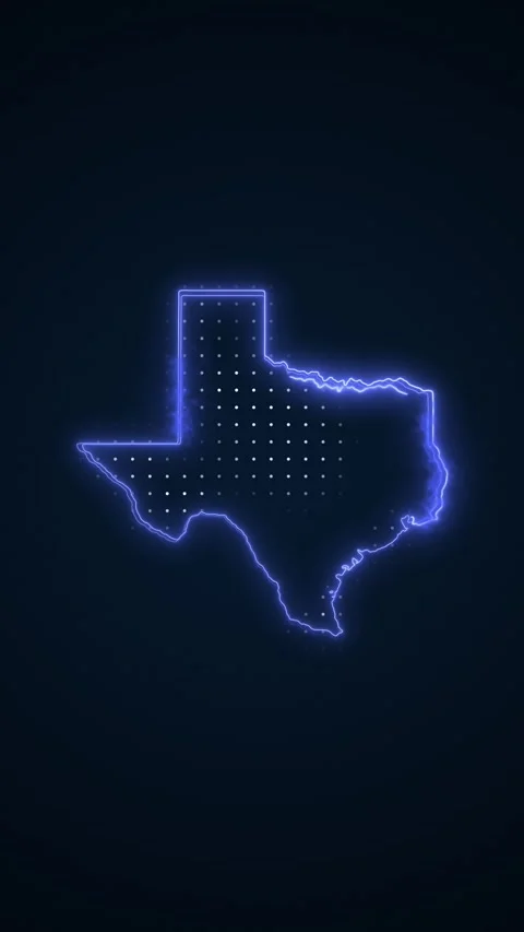 Vertical Neon Blue Texas Map Borders Outline Loop Background Stock Footage 345971293