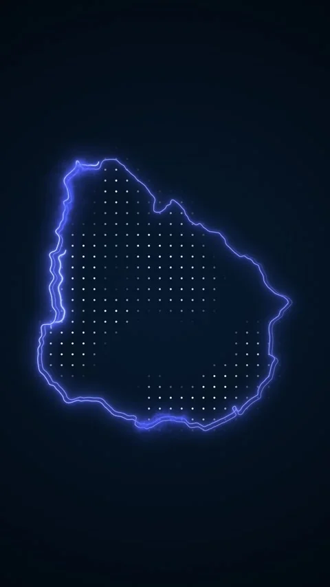 Vertical Neon Blue Uruguay Map Borders Outline Loop Background Stock Footage 327842122