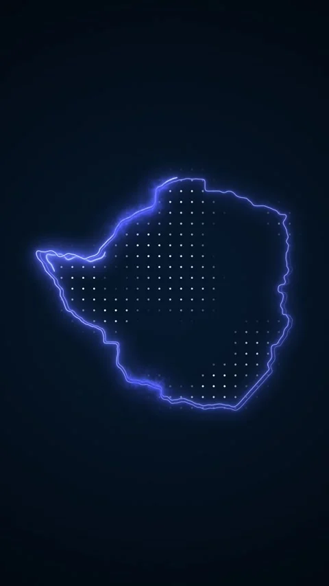 Vertical Neon Blue Zimbabwe Map Borders Outline Loop Background Stock Footage 327842252