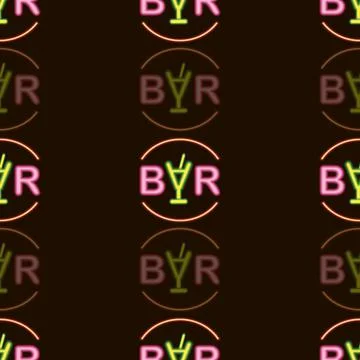 Vertical neon bright text bar on black background Seamless pattern Illustrazione stock