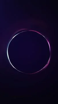 Vertical neon circle frame on a dark background with glowing cyan and magen.. 스톡 일러스트