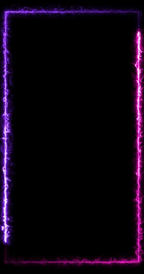 Vertical Neon Electric Energy Frame Border Animation on Black Background. Stock Footage 340264438