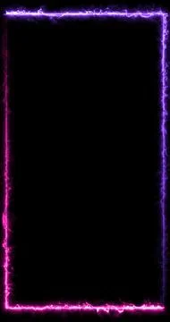Vertical Neon Electric Energy Frame Border Animation on Black Background. P.. Stock Illustration