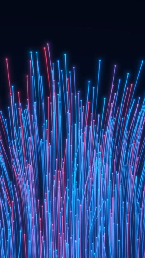 Vertical neon fiber optic data lines for AI network, futuristic technology .. Stock Footage 339057101