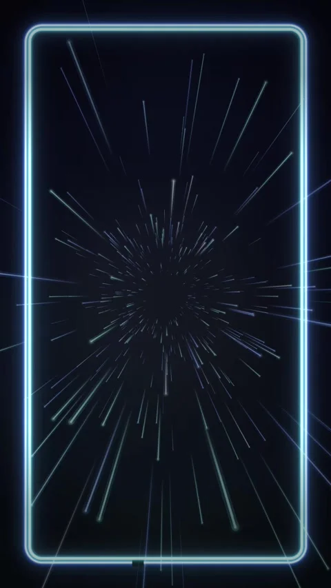 Vertical Neon Frame with Blue Light Warp Speed Motion Background Stock Footage 344717883