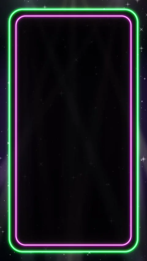 Vertical Neon Frame with Glitter Sparkles and Stage Lights Loop Stock Footage 342238036