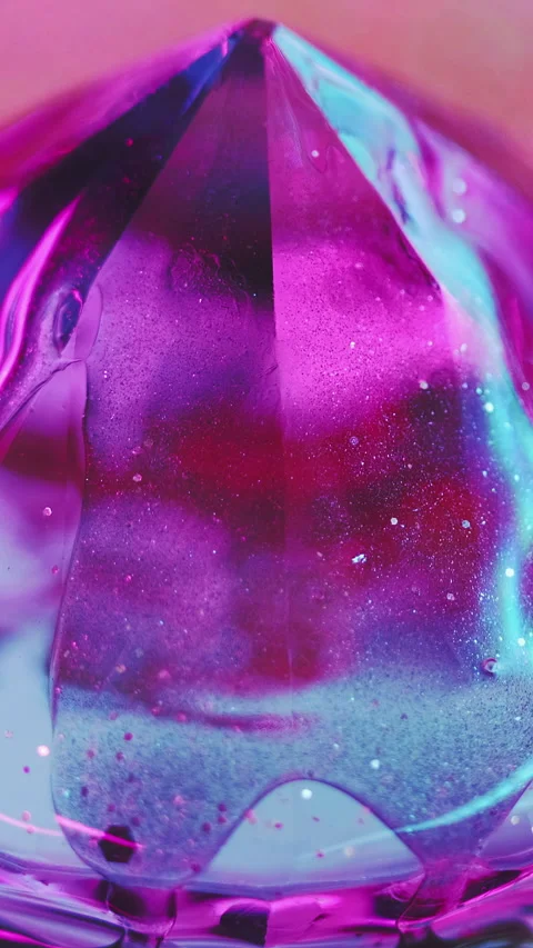 Vertical neon gemstone glitter fluid drip crystal Stock Footage 291003510
