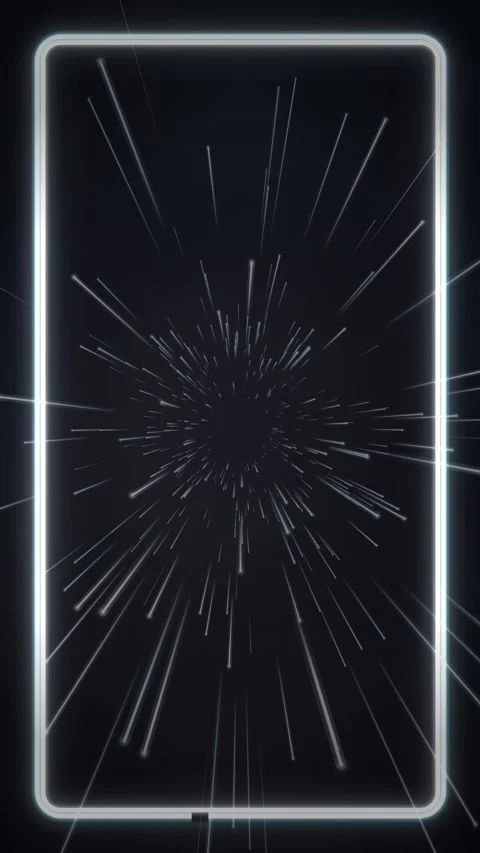 Vertical Neon Glow Warp Speed Motion Graphics Loop with Glowing Frame Stock Footage 341839601