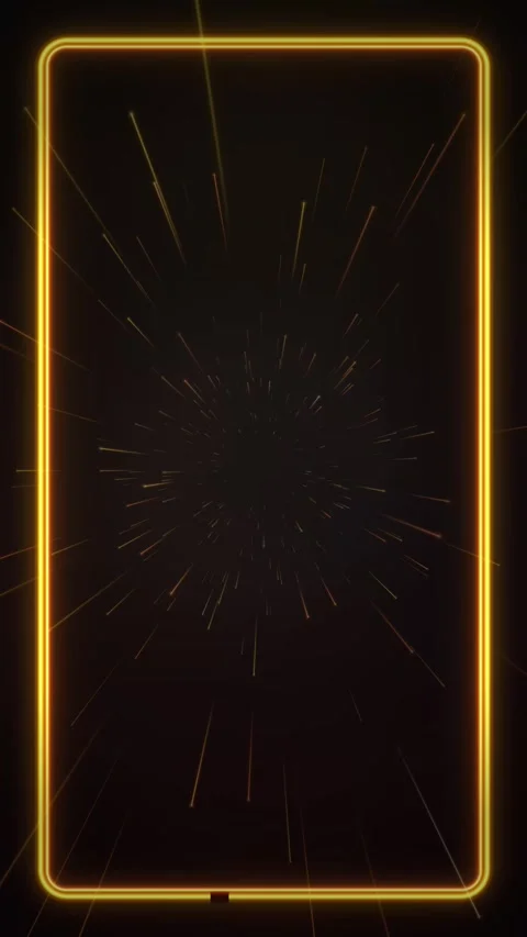 Vertical Neon Gold Frame with Glowing Warp Speed Particle Motion Stock Footage 340381943