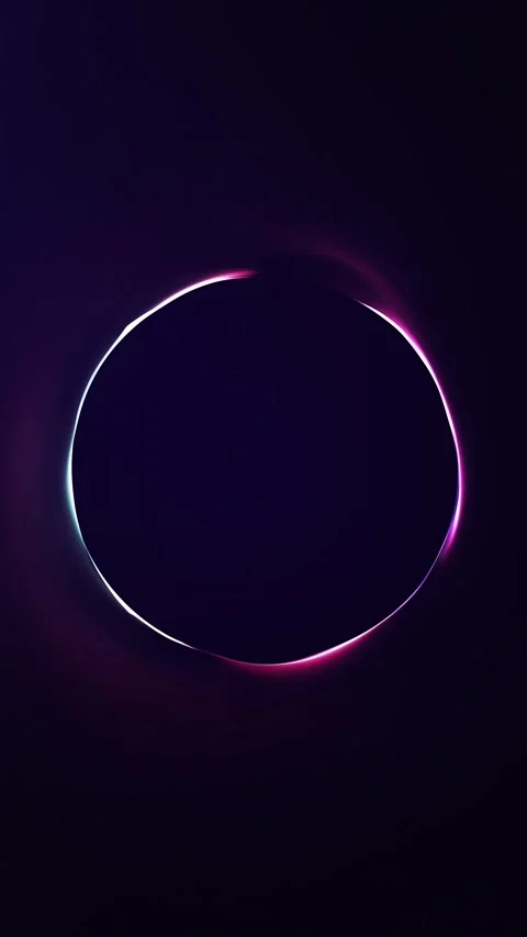 Vertical neon gradient circle frame on dark background, glowing blue and ma.. 库存影片 344036863