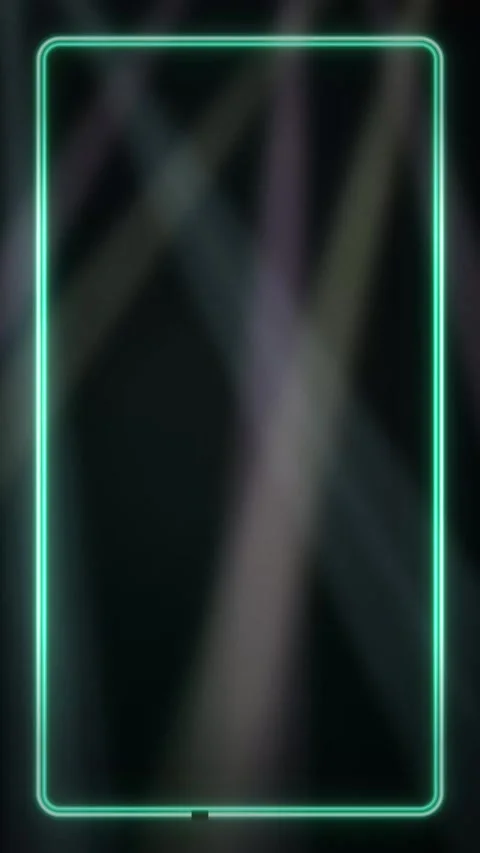 Vertical Neon Green Frame with Moving Stage Spotlights Loop Stock Footage 341307285