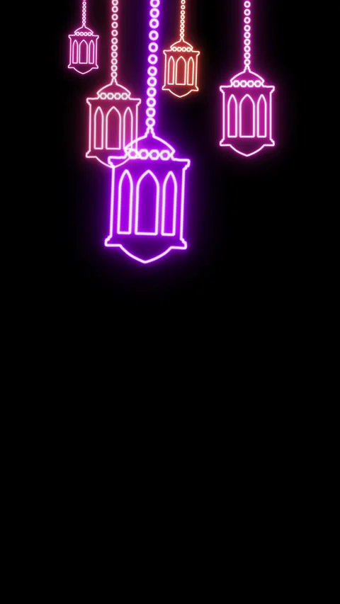 VERTICAL NEON LANTERNS Stock Footage 267960638