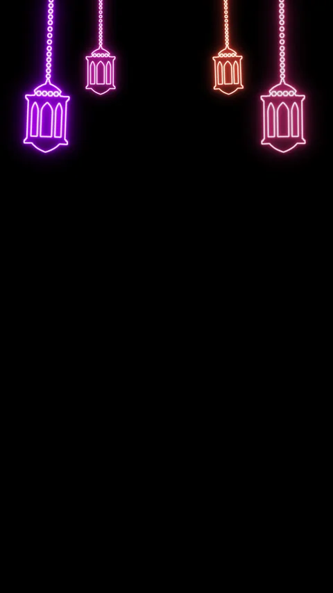 VERTICAL NEON LANTERNS Stock Footage 267960736