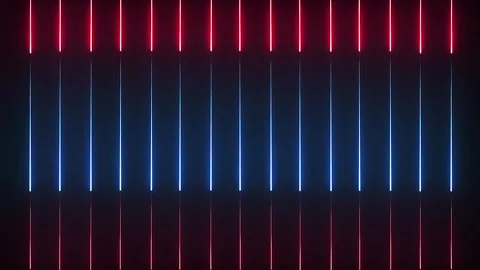 Vertical neon light pattern loop with red and blue lines on black background Stock Footage 340032203
