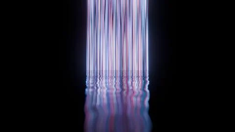 Vertical Neon Light Reflection on Water with Dark Background Illustration