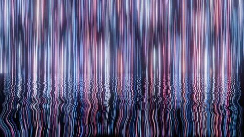 Vertical Neon Light Reflection on Water with Dark Background Illustrazione stock