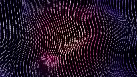 Vertical neon particle columns waving across a dark background grid Stock Footage 346811093