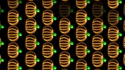 Vertical Neon Pumpkins Pattern Stock Footage 251448100