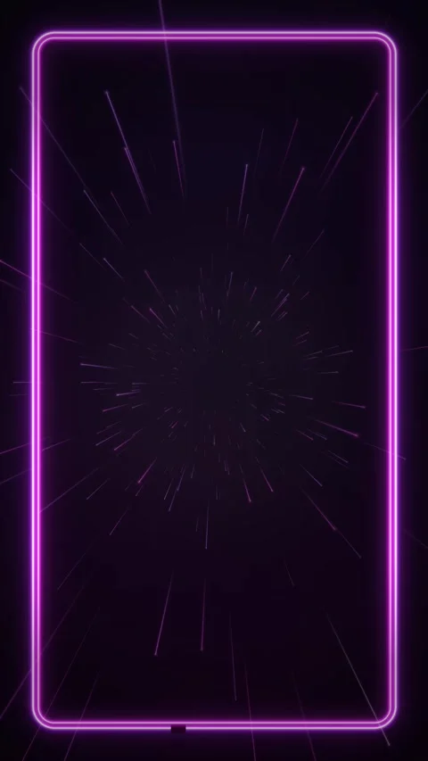 Vertical Neon Purple Frame with Glowing Warp Speed Light Trails Stock Footage 341461764
