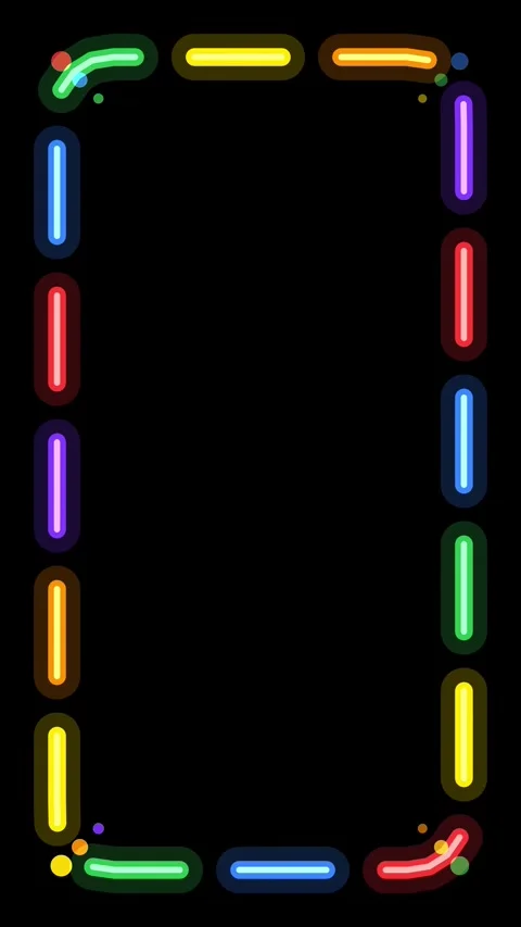 Vertical Neon Rainbow Dashed Border Loop on Black Background Stock Footage 344518995