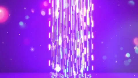 Vertical Neon Waterfall: Bright Lights on Violet Gradient Stock Footage 330320154