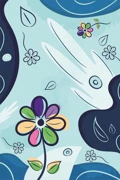 Vertical neutral colored background with flower sketches Vector Stock Illustration