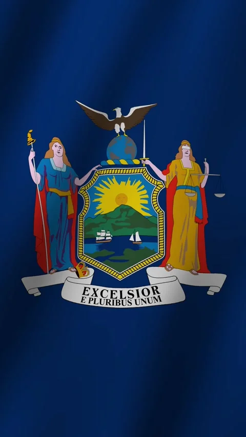 Vertical New York (state) Flag Animated 4k video Video stock 297018331