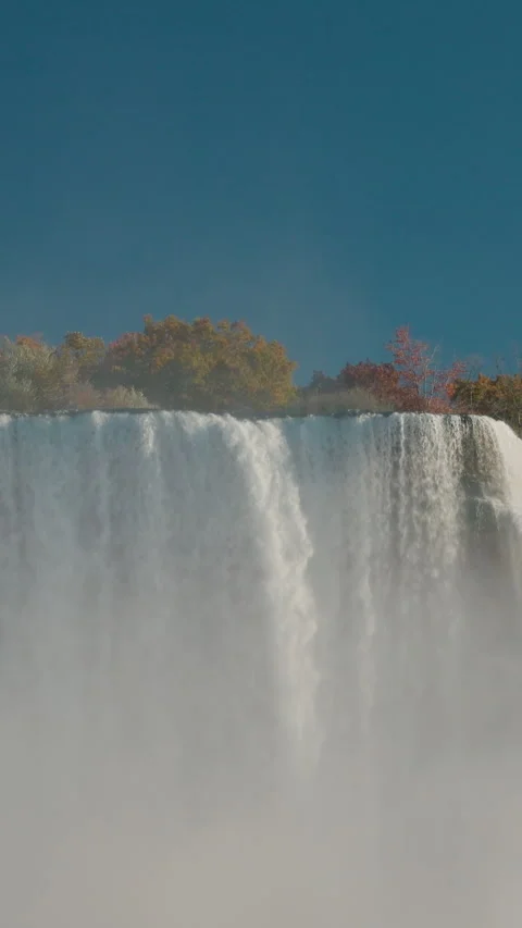 Vertical Niagara Falls Crest with Bird Crossing Mist Video stock 344050757