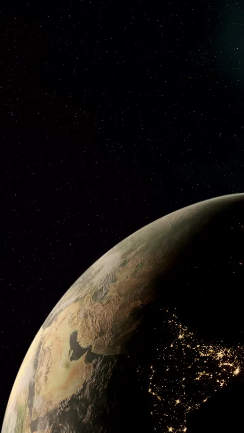 Vertical night and day render of earth from space with stars background Stock Footage 247520630