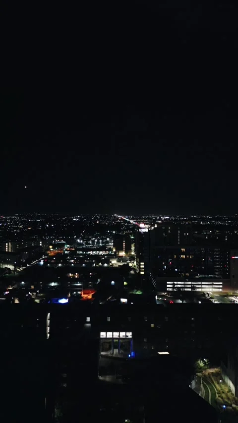 VERTICAL NIGHT CITY HIGH CONTRAST DARK AESTHETIC Stock Footage 248574305