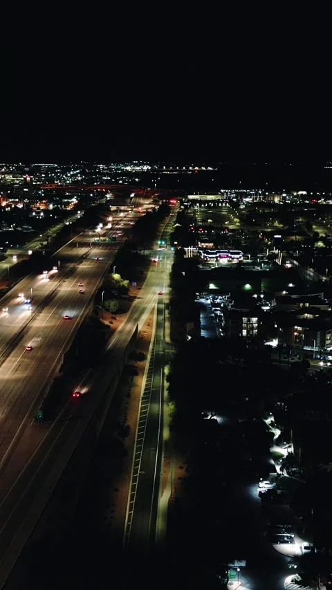 VERTICAL NIGHT DRIVE HIGHWAY Stock Footage 248584990