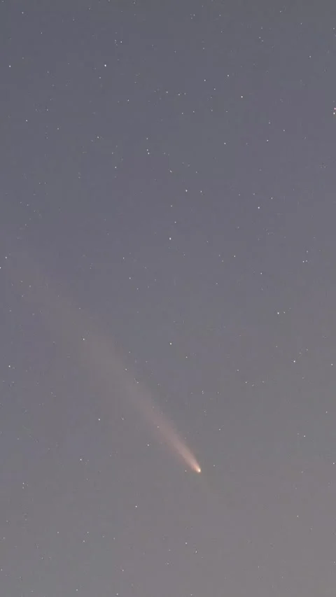 Vertical Night Sky Comet Neowise Stars Motion Space Timelapse Stock Footage 327674964
