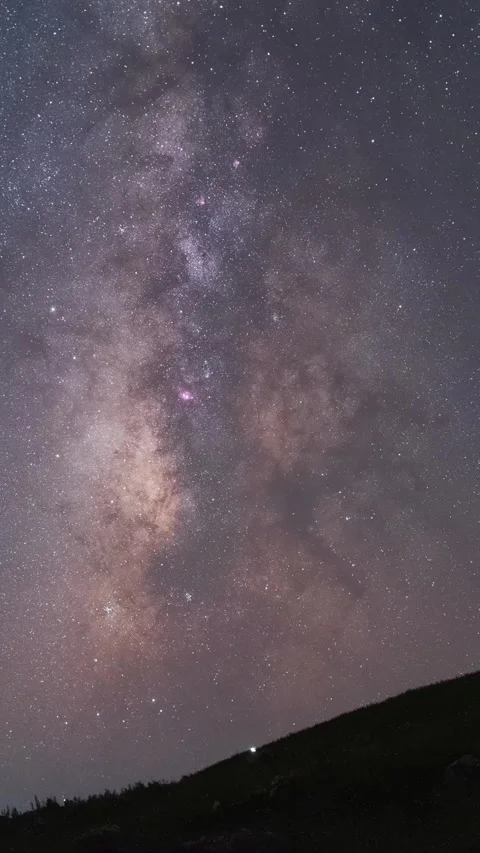 Vertical Night Sky Milky Way Timelapse with Bright Stars and Galaxy Vista Stock Footage 327478955