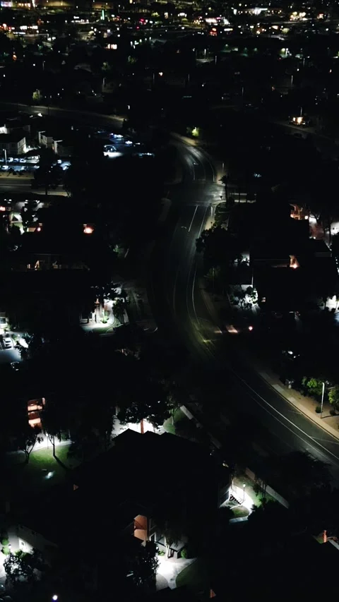 VERTICAL NIGHT - SUBURBAN STREETS Stock Footage 248585064