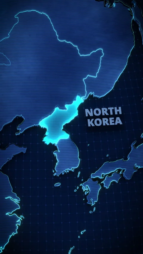 Vertical North Korea Map Mobile News Explainer Graphic Stock Footage 336565821