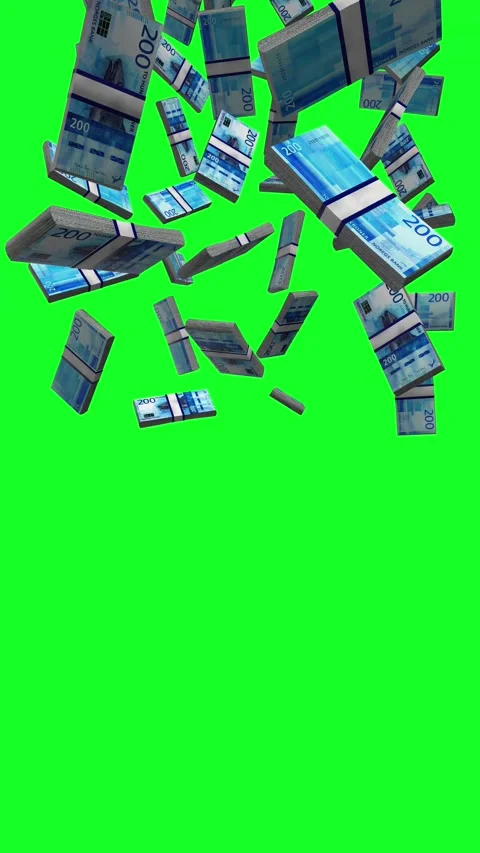 Vertical Norwegian Krone banknote Falling Animation on Green Screen Stock-Footage 284271414