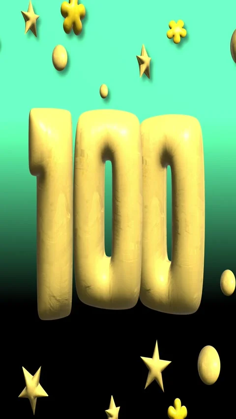 Vertical number 100 3d animation background with green background Stock-Footage 306660034