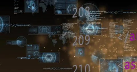 Vertical numeric column incrementing on data update, drawing particles while 스톡 일러스트